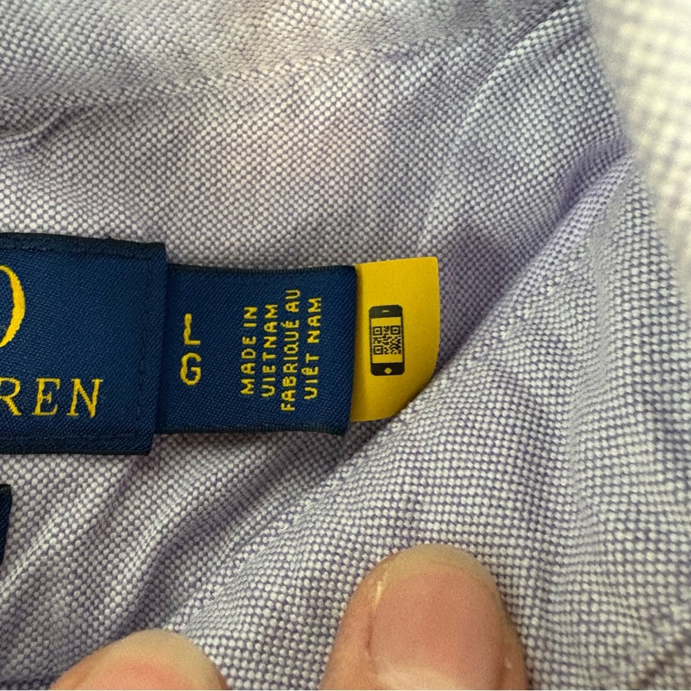 Polo Ralph Lauren Mens Large Lavender Classic Fit Short Sleeve Button Down (656) - Picture 5 of 7